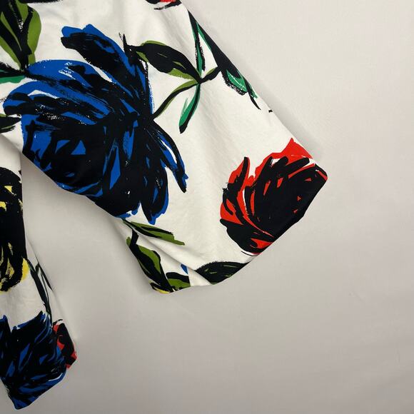 TRENZ (by Theresa Renz) Multi Colored Floral Beaded Cotton Blend Jacket Women 2X - Picture 8 of 13